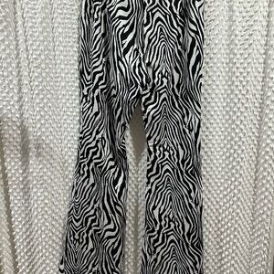 Zebra Print Flared Pants